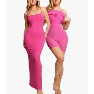 Popilush Shapewear L Dress Long Built Bra Slip Bodycon Maxi W/ Adjustable Strap